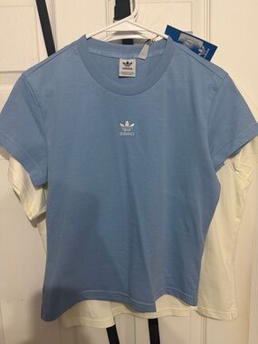 adidas Light Blue Trefoil Crop Tee